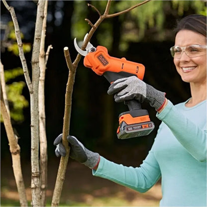 BLACK+DECKER  Cesoie per rami a batteria da 18V, 1 batteria 2,0 Ah Li-Ion