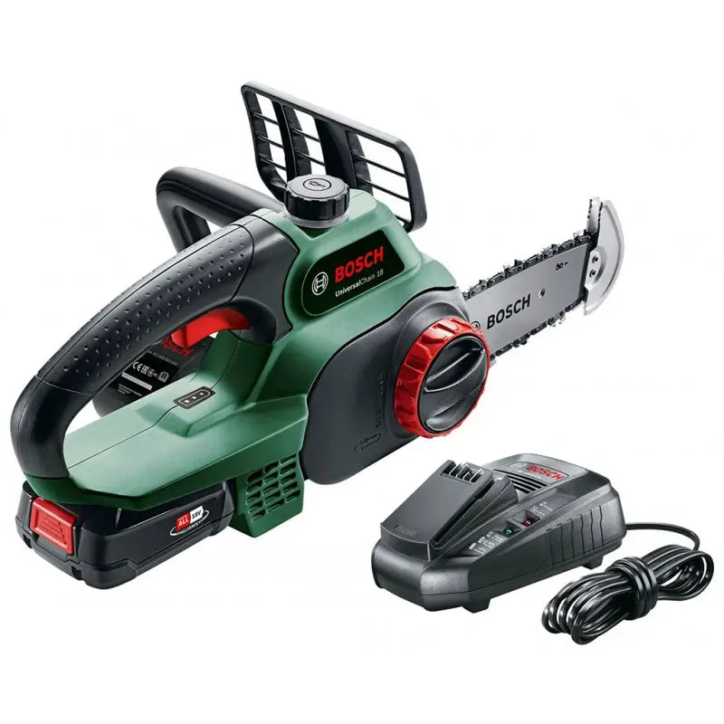 Bosch Attrezzature da giardino - Motosega a batteria 18V 20 cm, 1x batteria 2,5 Ah Li-Ion, caricabatterie 06008B8000