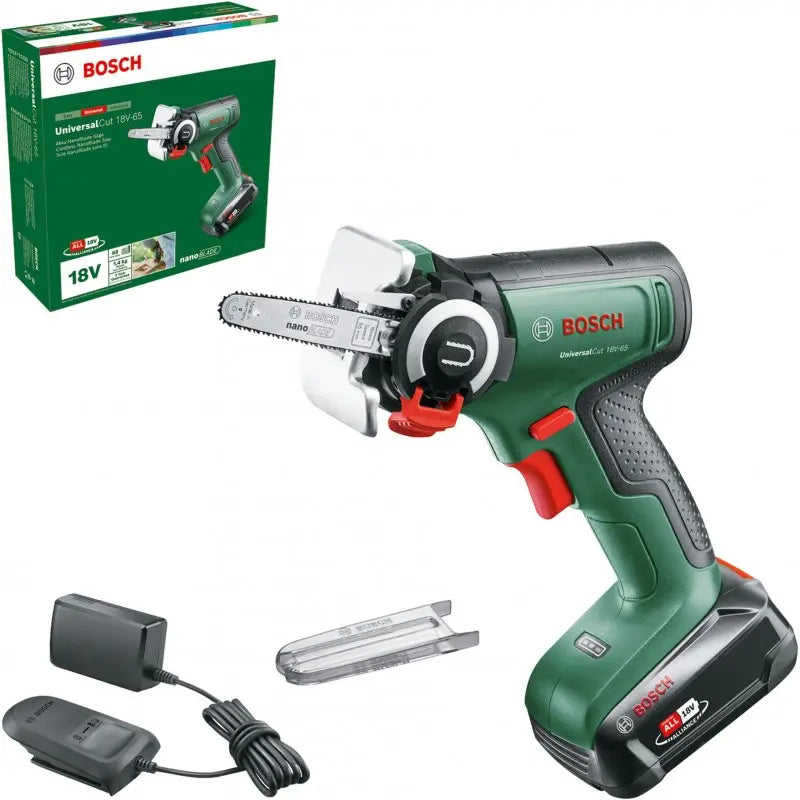 Bosch Attrezzature da giardino - Sega da potatura a batteria 18V 7 cm, 1 batteria da 2,5 Ah, caricabatterie 06033D5202